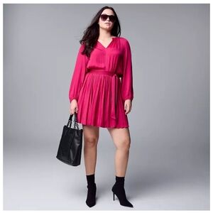 NWT Simply Vera Vera Wang Fuchsia Long Sleeve Dress